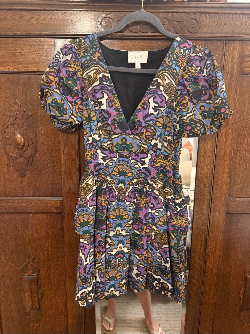 Cleobella Purple Multicolor V-Neck Mini Dress